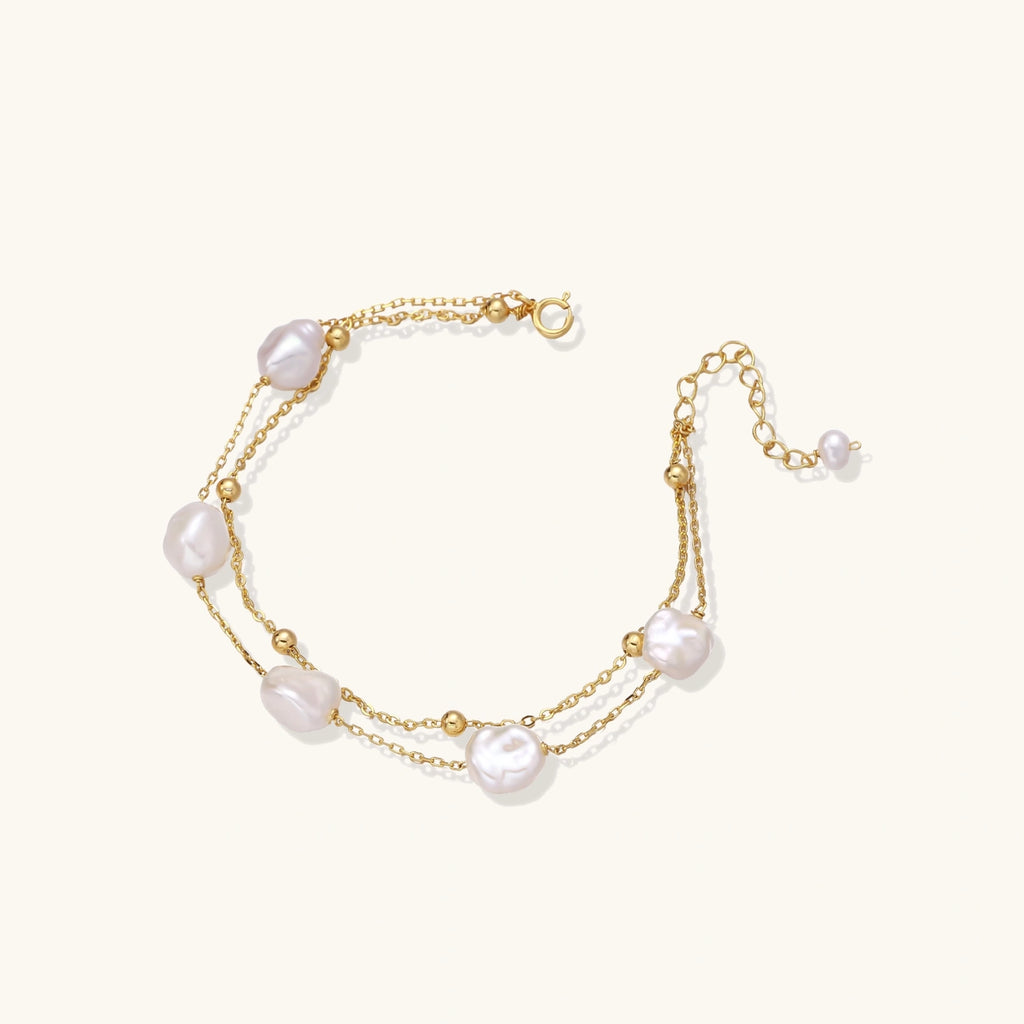Baroque pearl layered bracelet in 18K gold vermeil