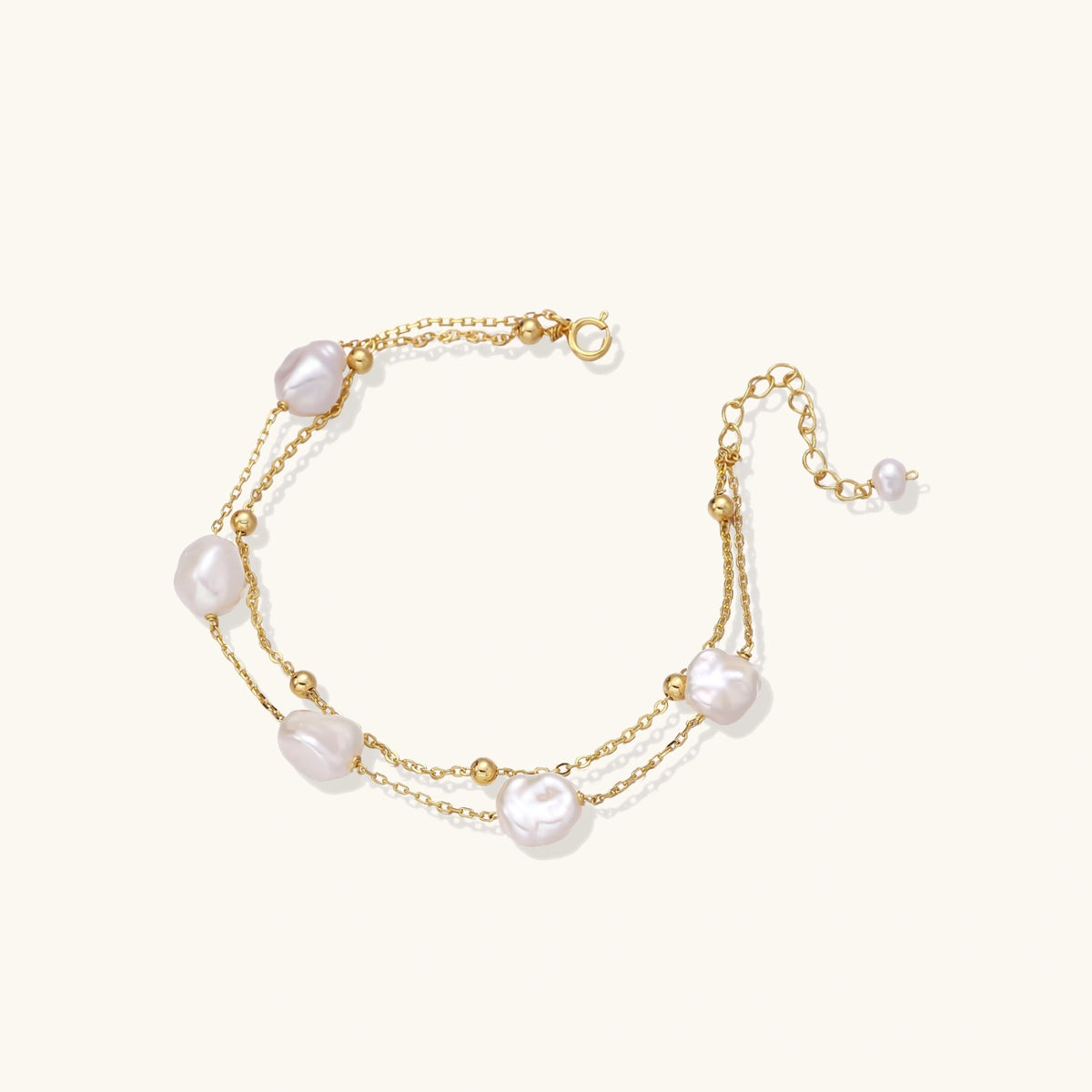 Baroque pearl layered bracelet in 18K gold vermeil