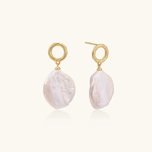 Baroque pearl drop earrings with 18K gold vermeil twisted studs