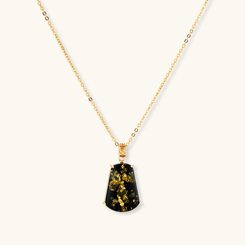 Forest Gold Amber Necklace in 18K gold-plated sterling silver