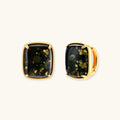 Forest Reverie Earrings with green amber and 18K gold-plated sterling silver
